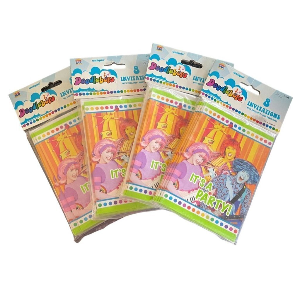 Unique 4 Packs Doodlebops Party Invitation Cards With Envelopes (32 Cards total)